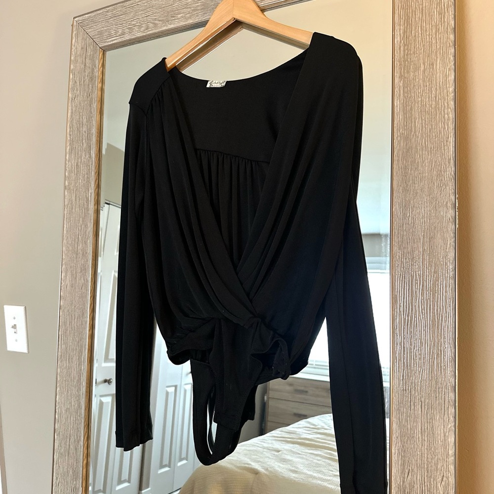 Intimately Free People Black Long Sleeve Bodysuit Size Medium
